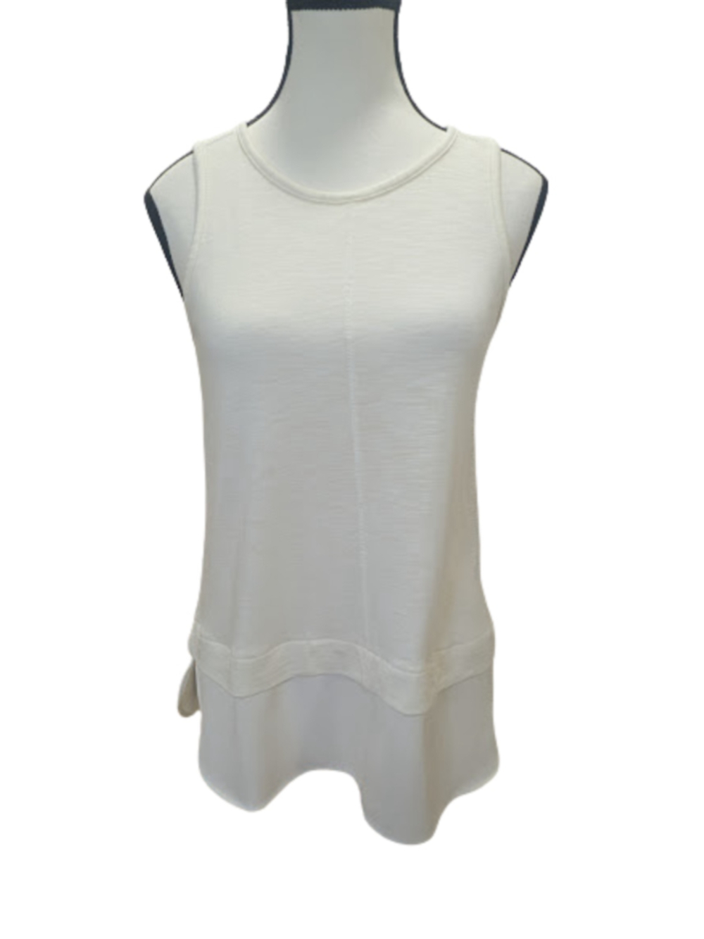 J.Crew XS Ivory Layered Hem Tank Sheer Hem Minimalist Capsule Quiet Work Top